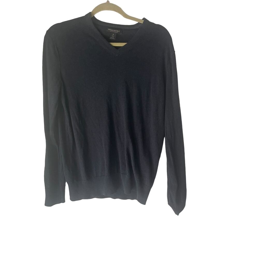 Banana Republic‎ Men's Size Medium Silk Cashmere Blue Henley Sweater